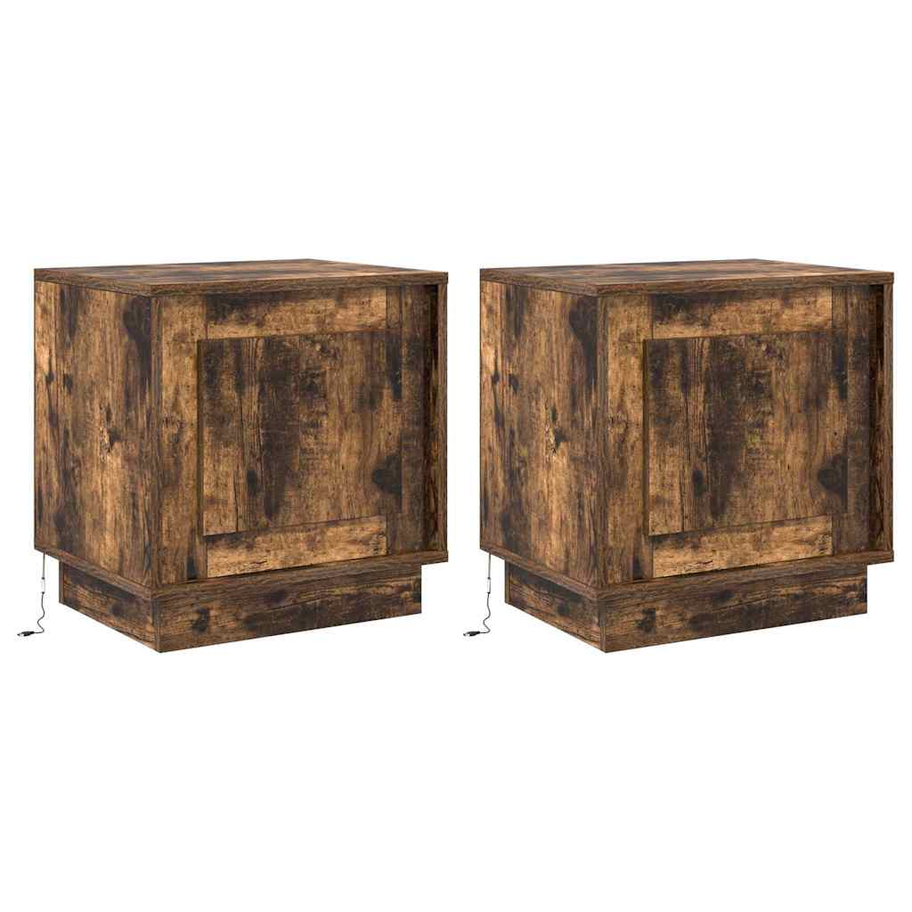 Bedside Cabinet 2 pcs Smoked Oak 44 x 34.5 x 45 cm