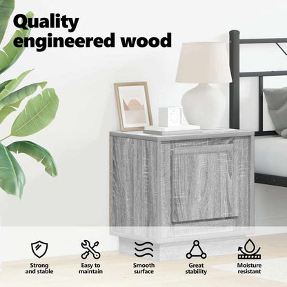 Bedside Cabinet Grey 44 x 34.5 x 45 cm Engineered Wood