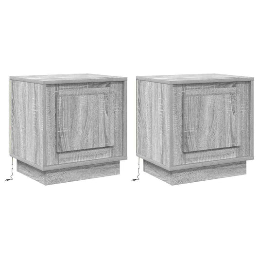Bedside Cabinet 2 pcs Grey 44 x 34.5 x 45 cm Engineered Wood