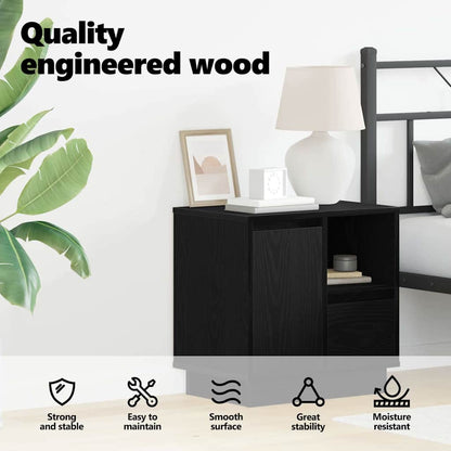 Bedside Cabinet Black Oak 50 x 34.5 x 50 cm Engineered wood