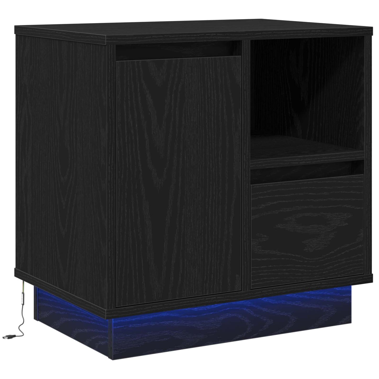 Bedside Cabinet Black Oak 50 x 34.5 x 50 cm Engineered wood