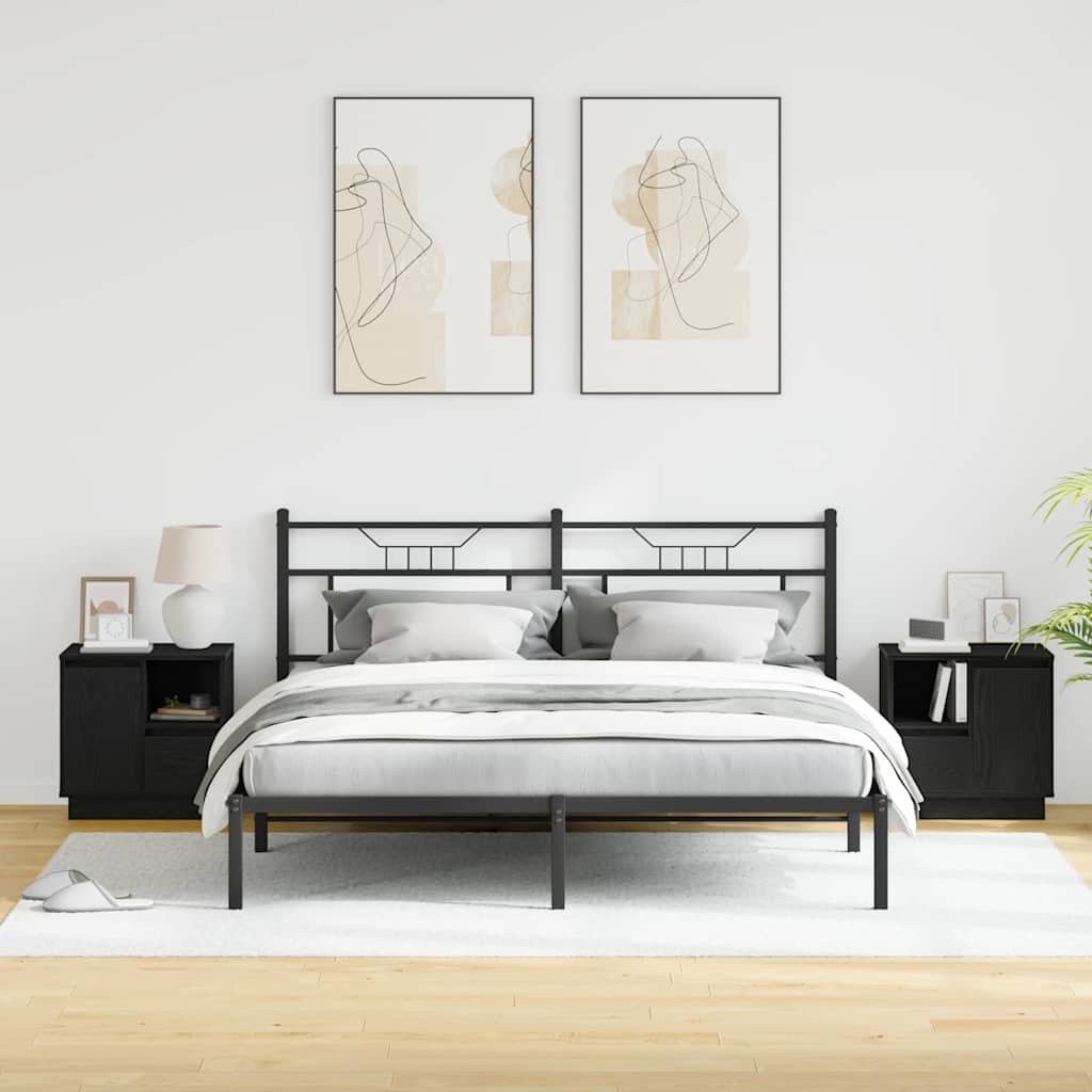 Bedside Cabinet with Drawer 2 pcs Black Oak 50 x 34.5 x 50 cm