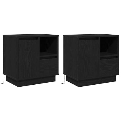 Bedside Cabinet with Drawer 2 pcs Black Oak 50 x 34.5 x 50 cm
