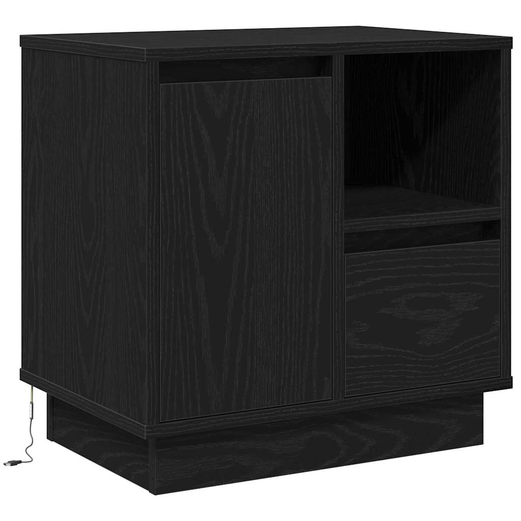 Bedside Cabinet with Drawer 2 pcs Black Oak 50 x 34.5 x 50 cm