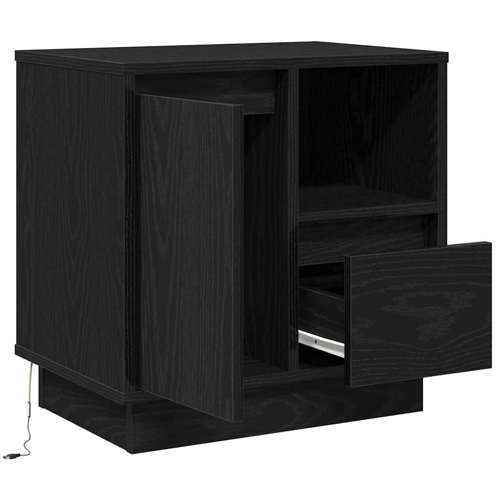 Bedside Cabinet with Drawer 2 pcs Black Oak 50 x 34.5 x 50 cm