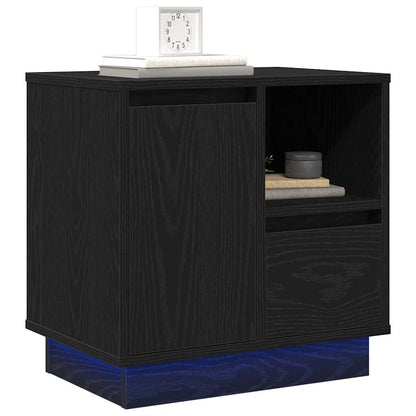 Bedside Cabinet with Drawer 2 pcs Black Oak 50 x 34.5 x 50 cm