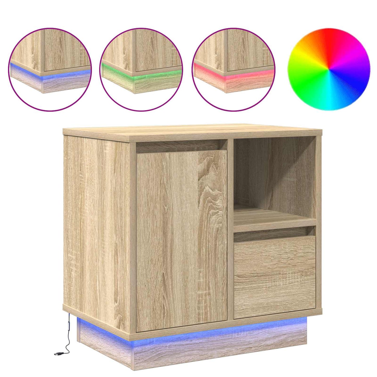 Bedside Cabinet Sonoma Oak 50 x 34.5 x 50 cm Engineered wood