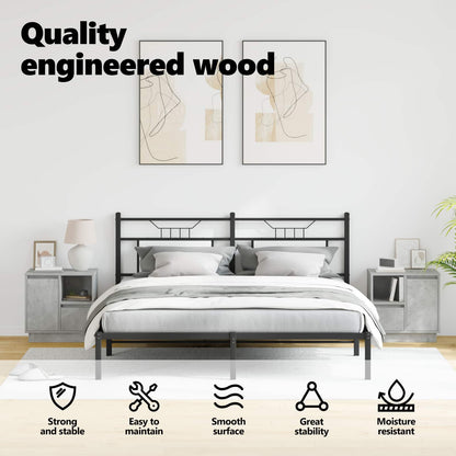 Bedside Cabinet 2 pcs Concrete Grey 50 x 34.5 x 50 cm