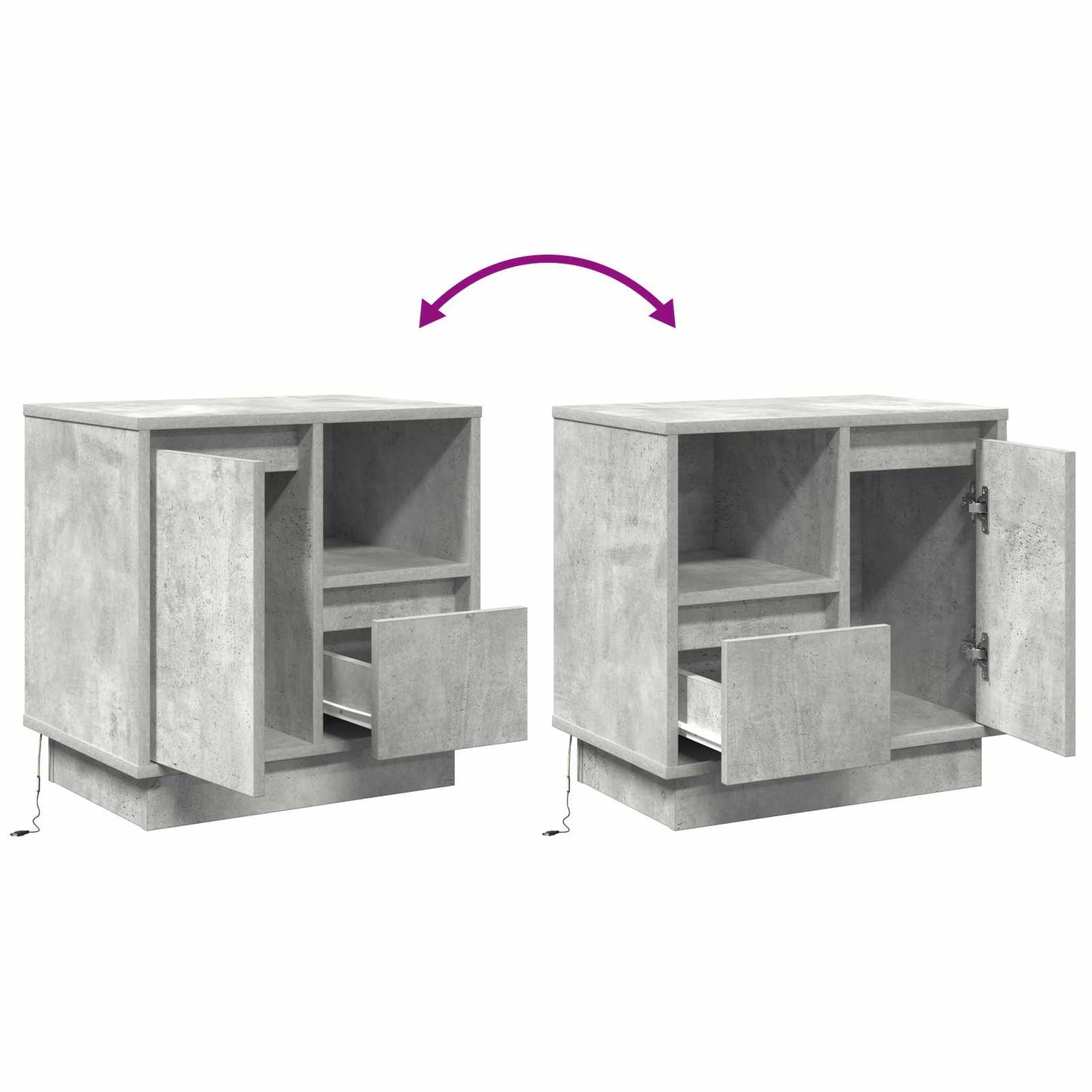 Bedside Cabinet 2 pcs Concrete Grey 50 x 34.5 x 50 cm