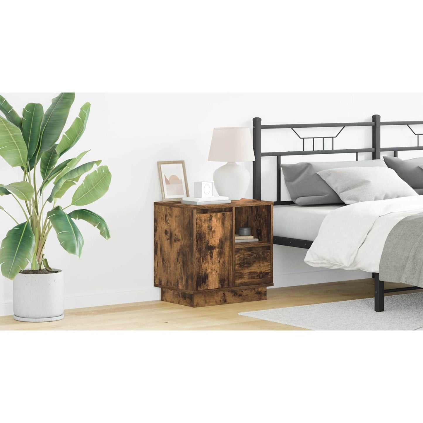 Bedside Cabinet with Drawer 2 pcs Smoked Oak 50 x 34.5 x 50 cm