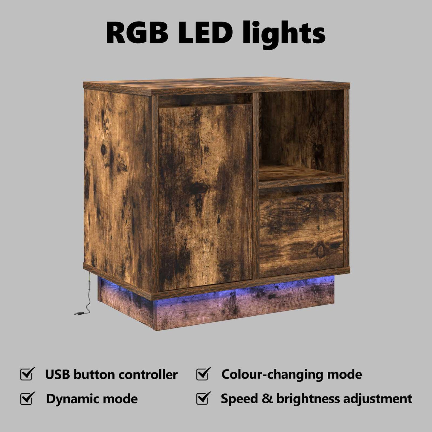 Bedside Cabinet with Drawer 2 pcs Smoked Oak 50 x 34.5 x 50 cm