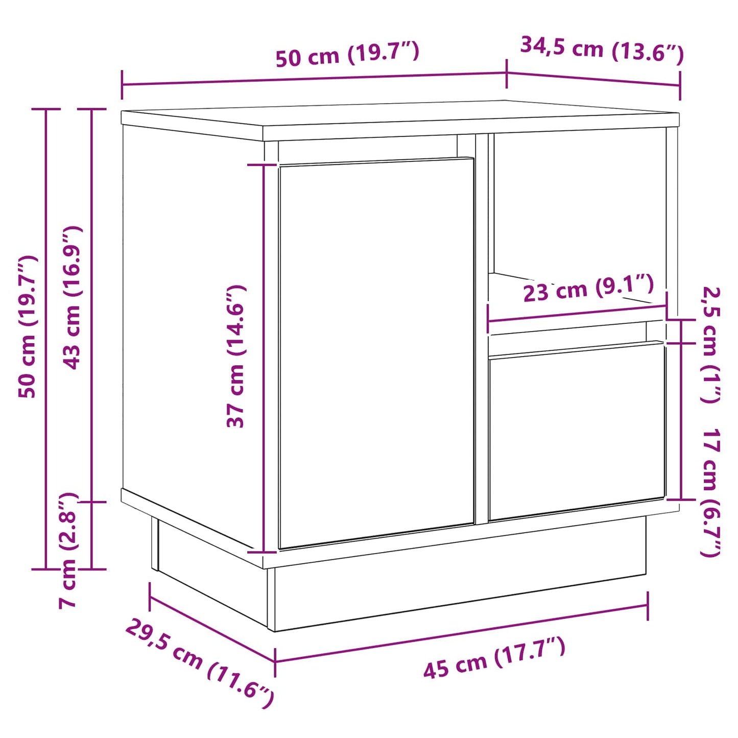 Bedside Cabinet 2 pcs Smoked Oak 50 x 34.5 x 50 cm