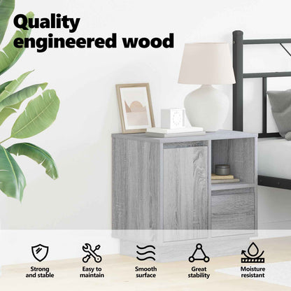 Bedside Cabinet Grey 50 x 34.5 x 50 cm Engineered wood