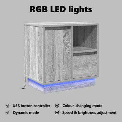 Bedside Cabinet Grey 50 x 34.5 x 50 cm Engineered wood