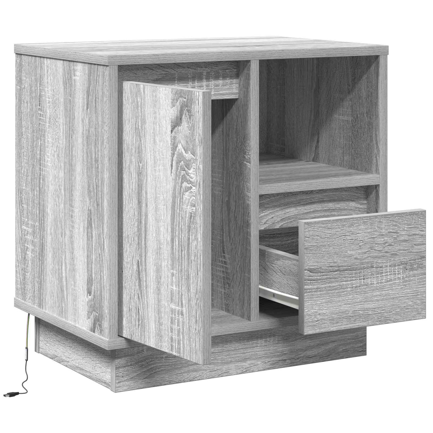 Bedside Cabinet Grey 50 x 34.5 x 50 cm Engineered wood