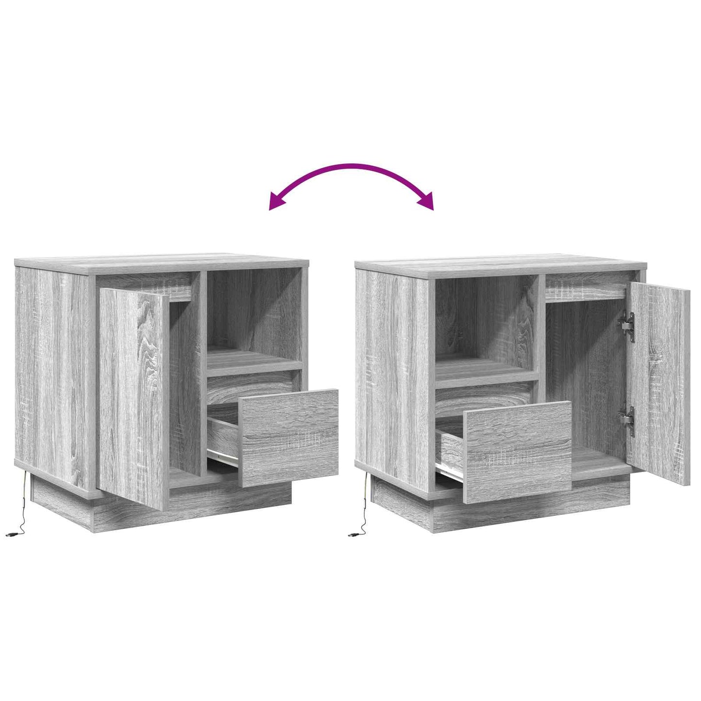 Bedside Cabinet Grey 50 x 34.5 x 50 cm Engineered wood