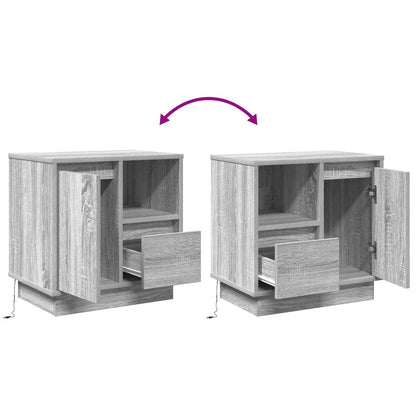 Bedside Cabinet Grey 50 x 34.5 x 50 cm Engineered wood