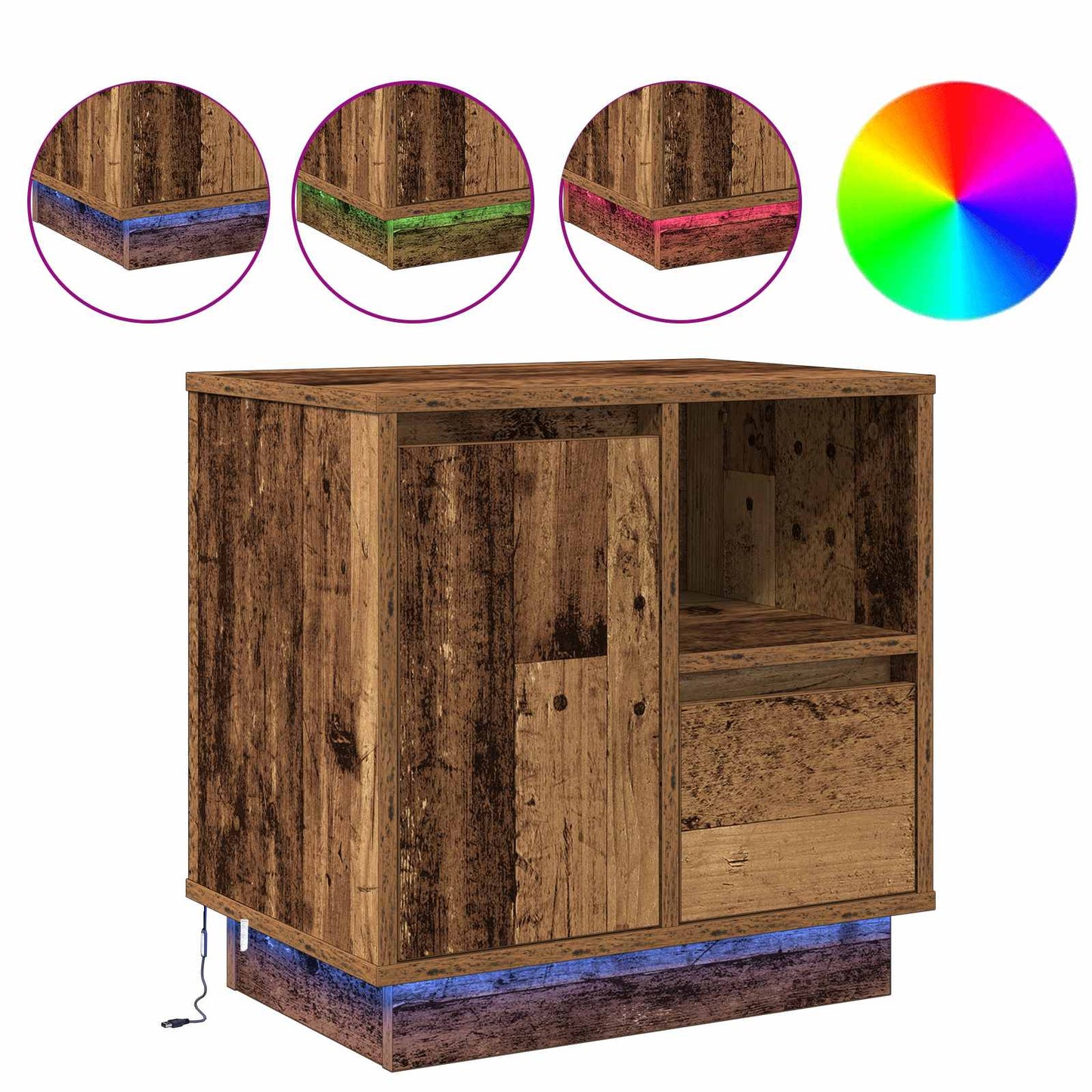 Bedside Cabinet Old Wood 50 x 34.5 x 50 cm Engineered wood