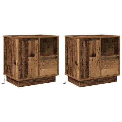 Bedside Cabinet with Drawer 2 pcs Old Wood 50 x 34.5 x 50 cm