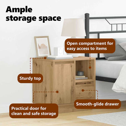 Bedside Cabinet Artisan Oak 50 x 34.5 x 50 cm Engineered wood