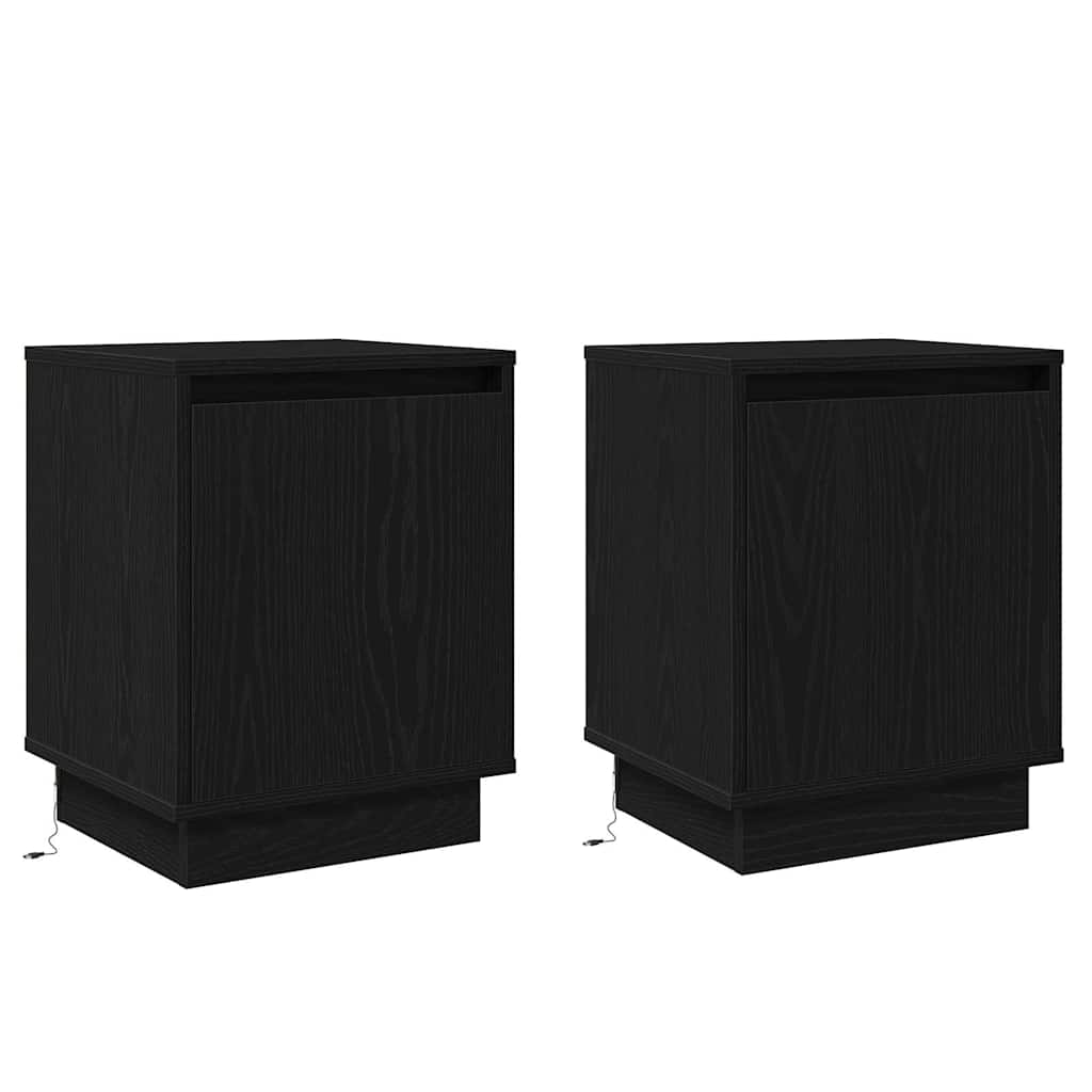 Bedside Cabinet 2 pcs Black Oak 39 x 34.5 x 50 cm