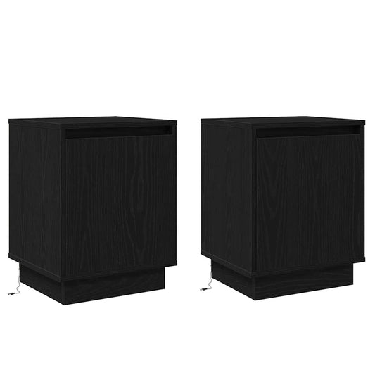 Bedside Cabinet 2 pcs Black Oak 39 x 34.5 x 50 cm