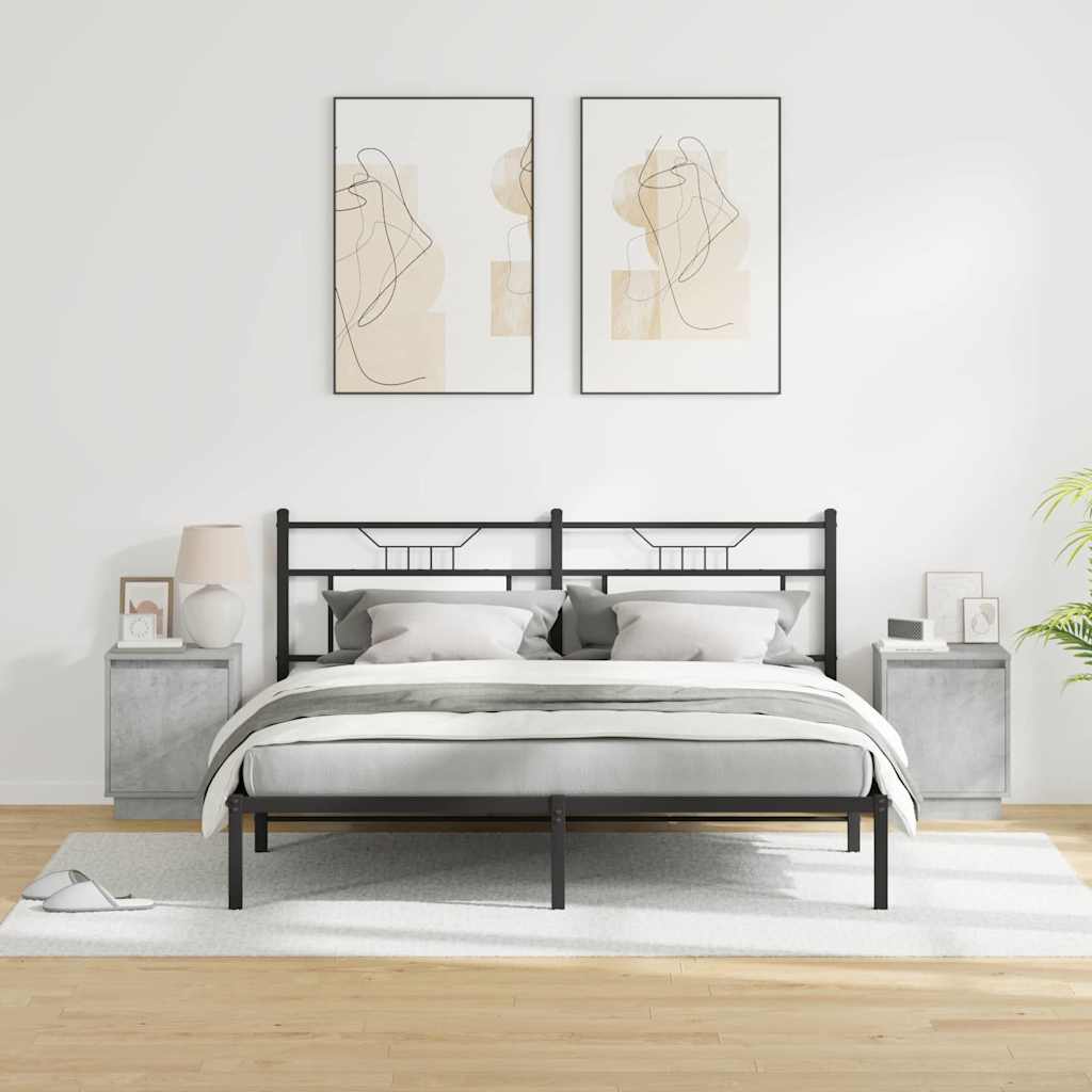 Bedside Cabinet 2 pcs Concrete Grey 39 x 34.5 x 50 cm