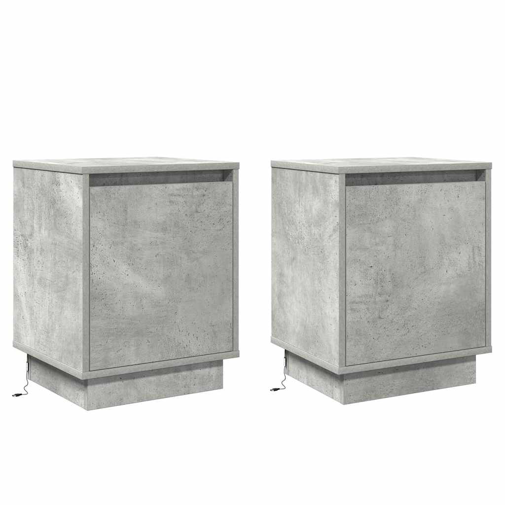 Bedside Cabinet 2 pcs Concrete Grey 39 x 34.5 x 50 cm