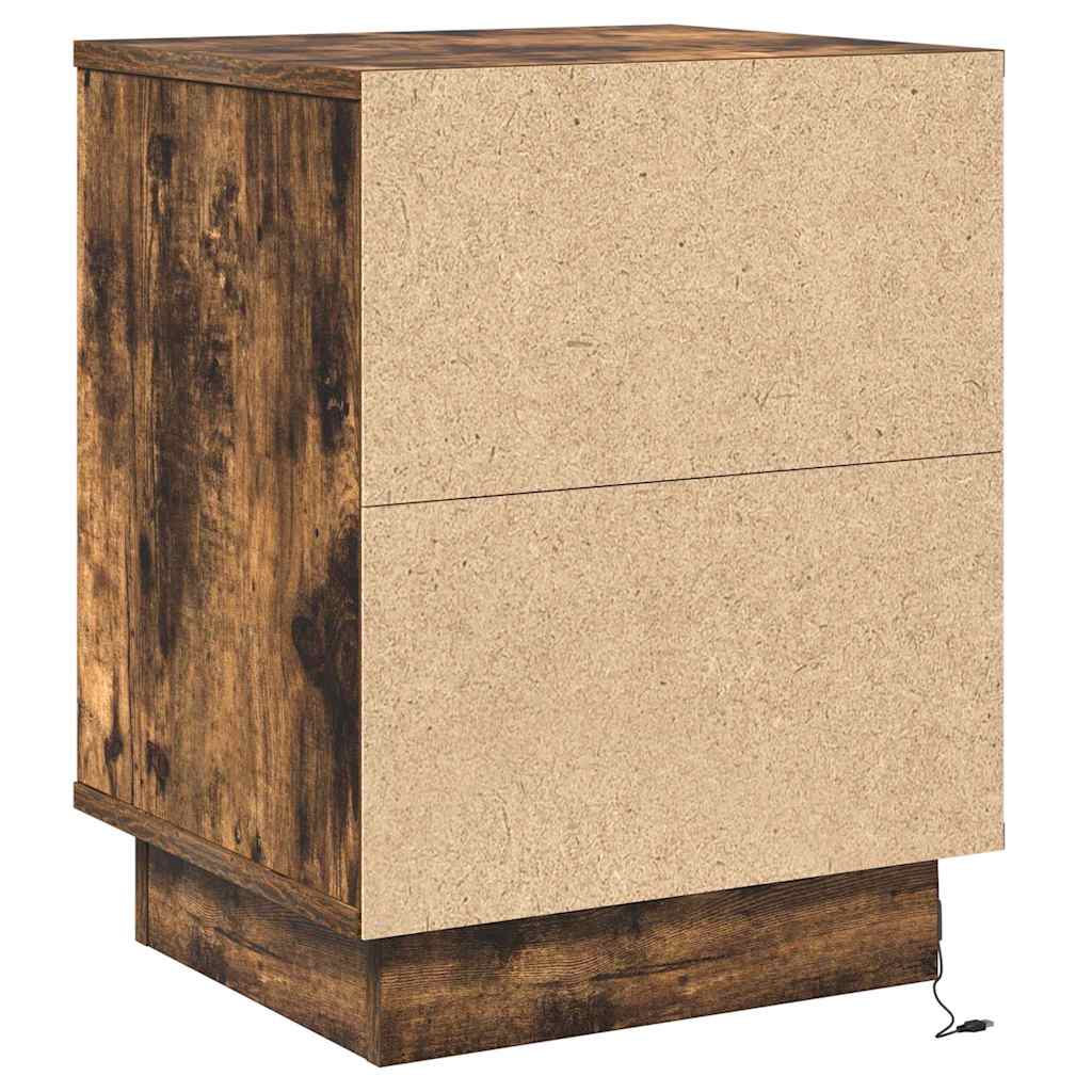 Bedside Cabinet with 2 pcs Smoked Oak 39 x 34.5 x 50 cm
