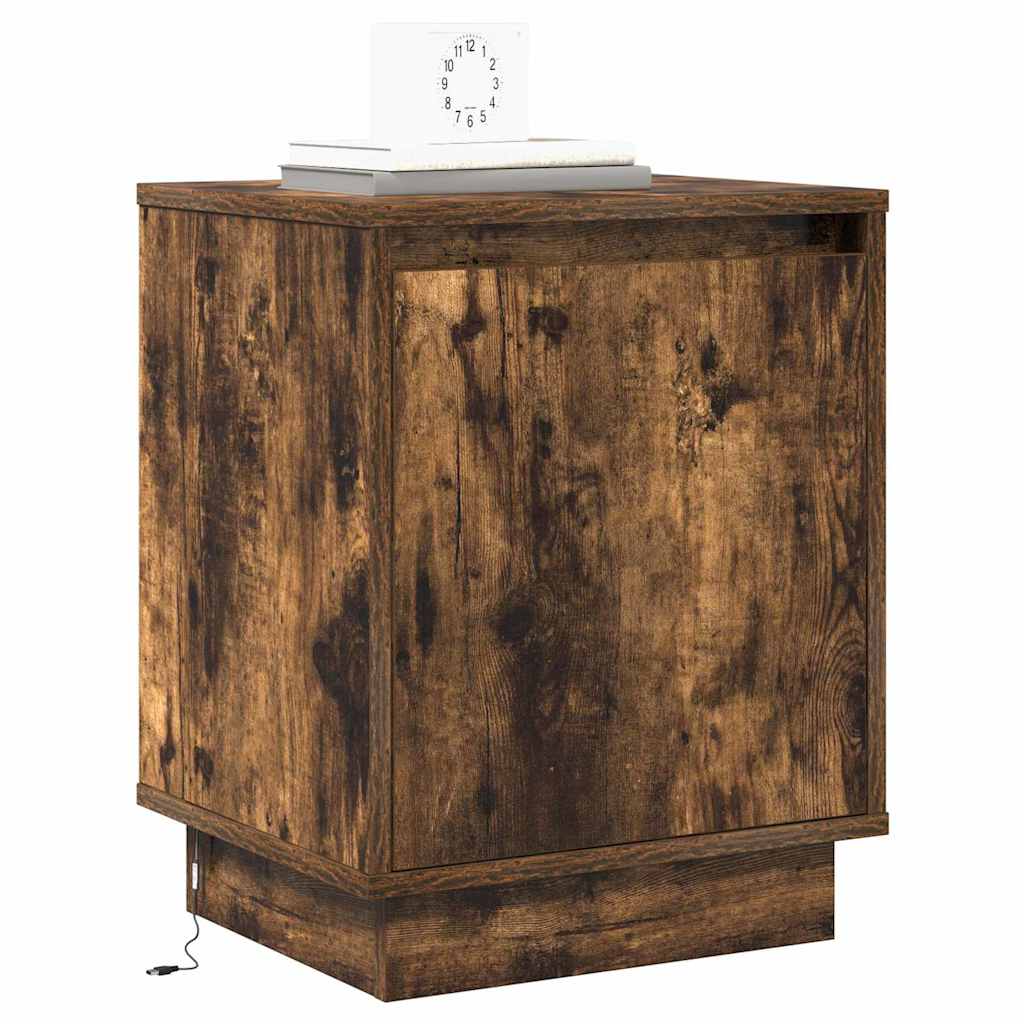 Bedside Cabinet with 2 pcs Smoked Oak 39 x 34.5 x 50 cm