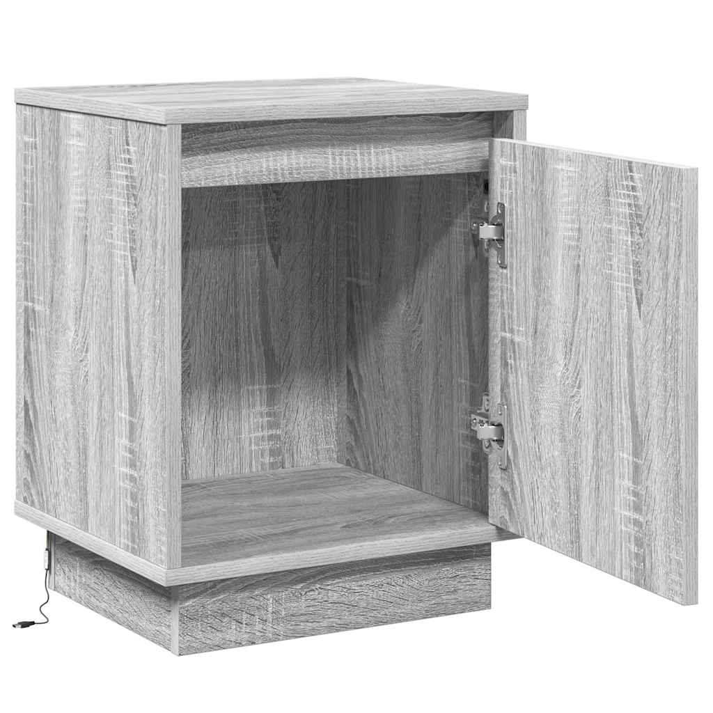 Bedside Cabinet Grey 39 x 34.5 x 50 cm Engineered wood