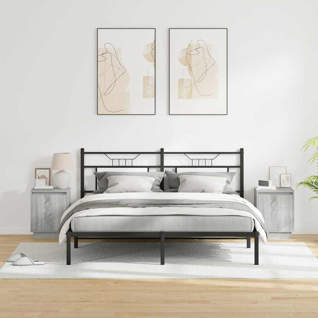 Bedside Cabinet 2 pcs Grey 39 x 34.5 x 50 cm Engineered wood