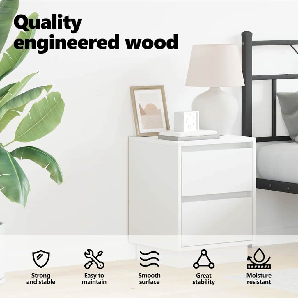 Bedside Cabinet White 39 x 34.5 x 50 cm Engineered wood