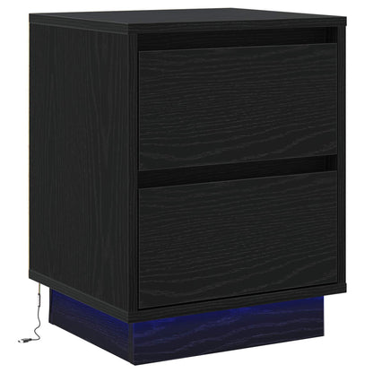 Bedside Cabinet Black Oak 39 x 34.5 x 50 cm Engineered wood