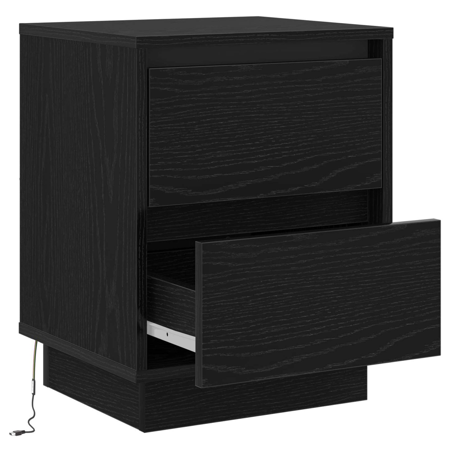 Bedside Cabinet Black Oak 39 x 34.5 x 50 cm Engineered wood