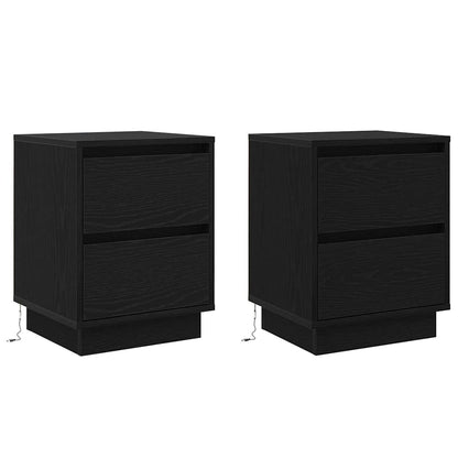 Bedside Cabinet with Drawer 2 pcs Black Oak 39 x 34.5 x 50 cm