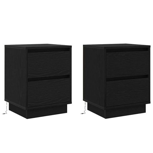 Bedside Cabinet with Drawer 2 pcs Black Oak 39 x 34.5 x 50 cm