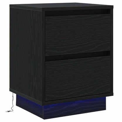 Bedside Cabinet with Drawer 2 pcs Black Oak 39 x 34.5 x 50 cm