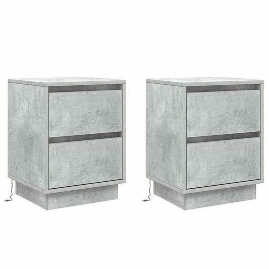 Bedside Cabinet 2 pcs Concrete Grey 39 x 34.5 x 50 cm
