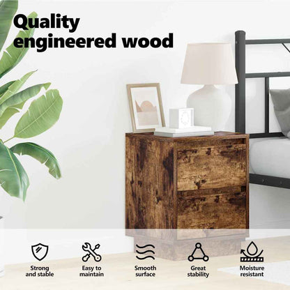 Bedside Cabinet Smoked Oak 39 x 34.5 x 50 cm Engineered wood