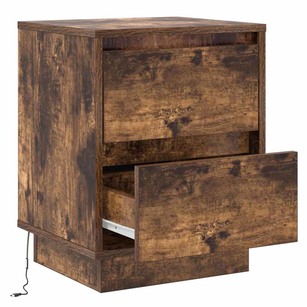 Bedside Cabinet Smoked Oak 39 x 34.5 x 50 cm Engineered wood