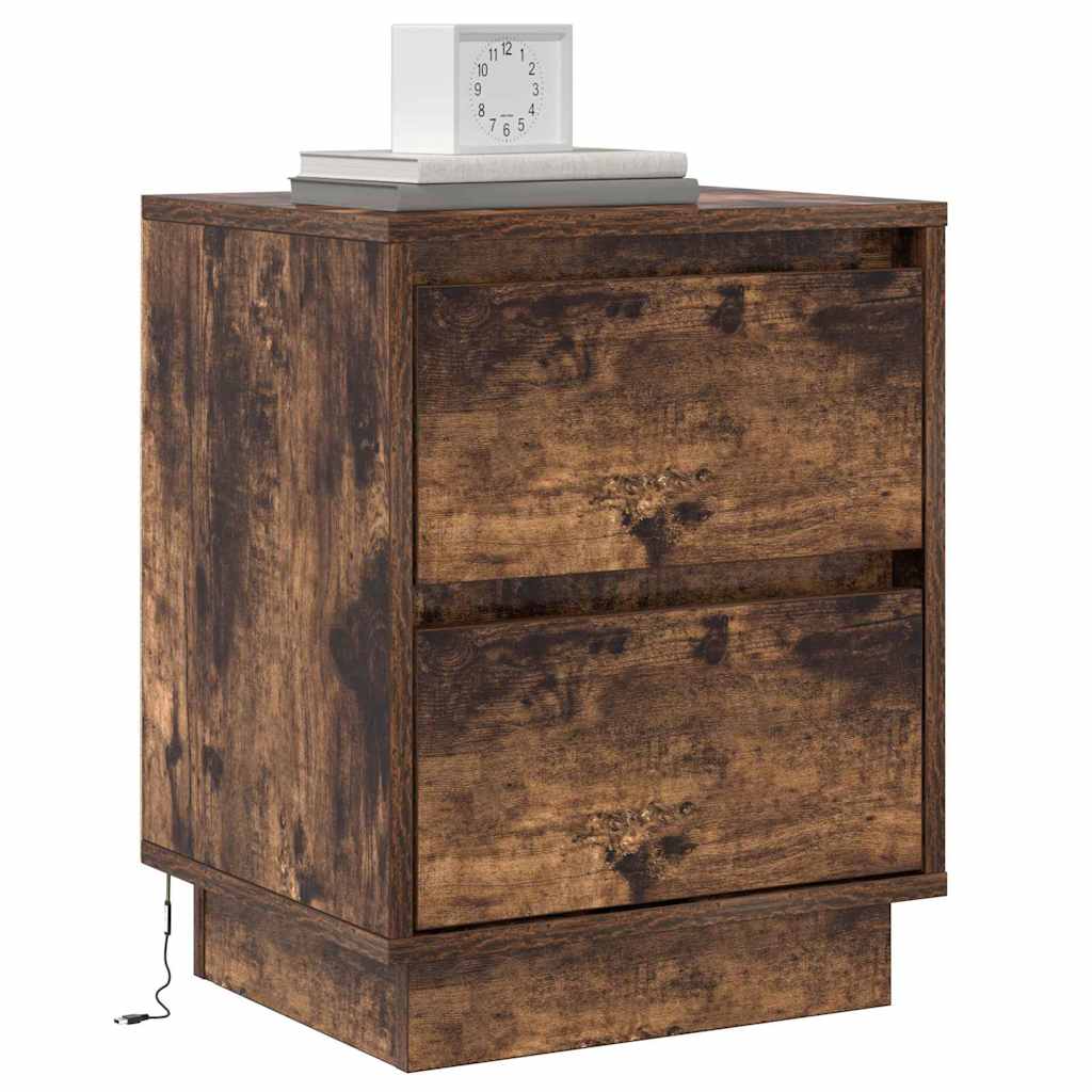 Bedside Cabinet with Drawer 2 pcs Smoked Oak 39 x 34.5 x 50 cm