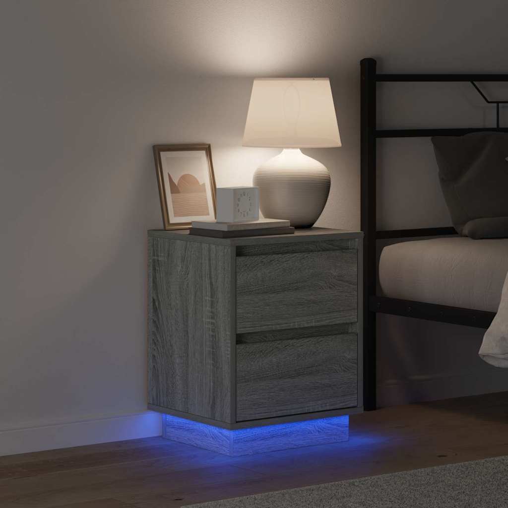 Bedside Cabinet 2 pcs Grey 39 x 34.5 x 50 cm Engineered wood