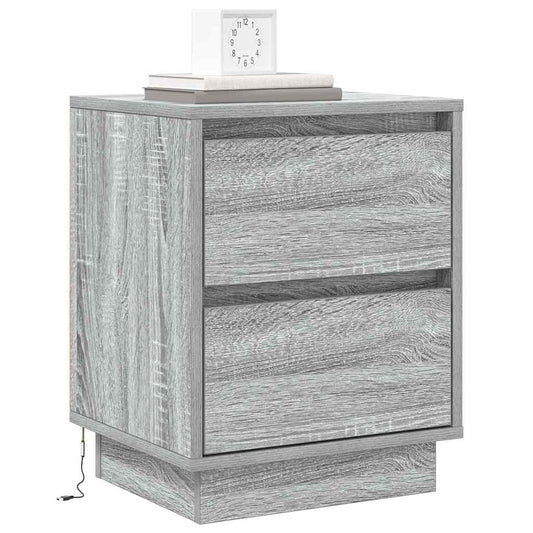 Bedside Cabinet 2 pcs Grey 39 x 34.5 x 50 cm Engineered wood