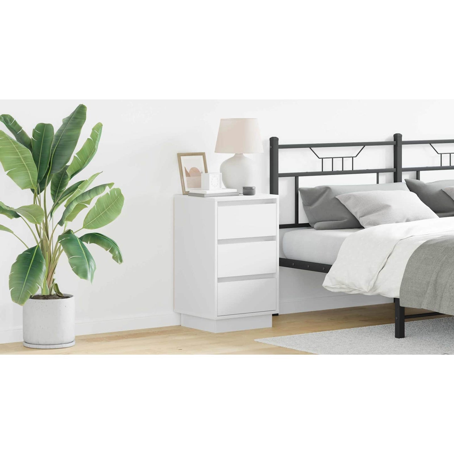 Bedside Cabinet White 39 x 34.5 x 65 cm Engineered wood