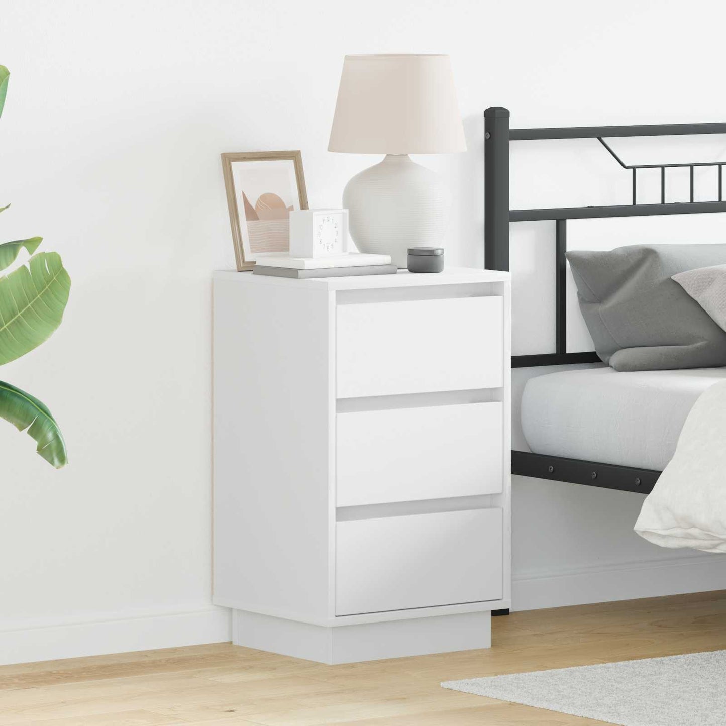 Bedside Cabinet White 39 x 34.5 x 65 cm Engineered wood