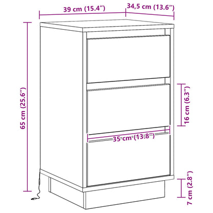 Bedside Cabinet White 39 x 34.5 x 65 cm Engineered wood