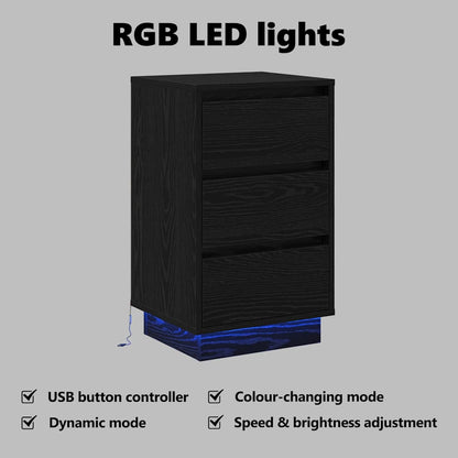 Bedside Cabinet Black Oak 39 x 34.5 x 65 cm Engineered wood