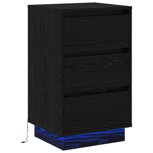 Bedside Cabinet Black Oak 39 x 34.5 x 65 cm Engineered wood