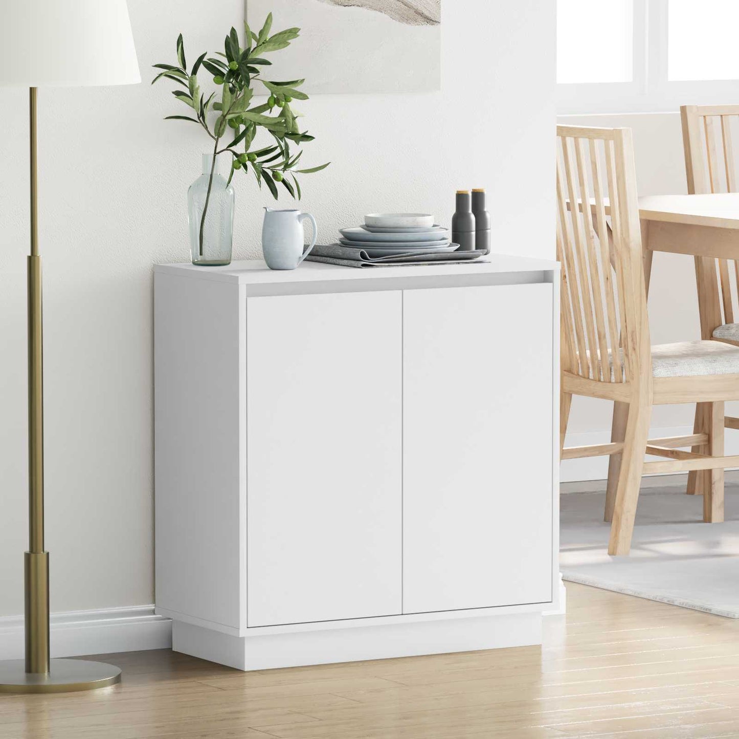 LED Sideboard for White 71 x 34.5 x 75 cm Engineered Wood